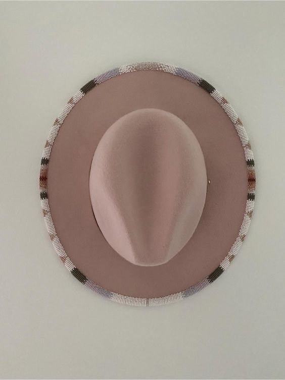 Beige with white beads fedora hats| summer Hats| cowboy hats| brim hats