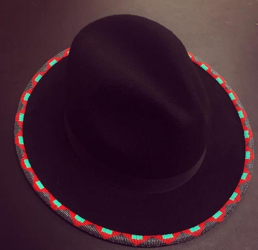 Black Fedora hat|summer Hats| cowboy hats| brim hats with red bead